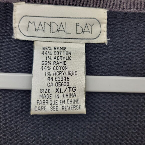 Vintage Mandal Bay Cardgan Womens XL Black Knit Santa Snowman Holiday Sweater - Picture 3 of 16